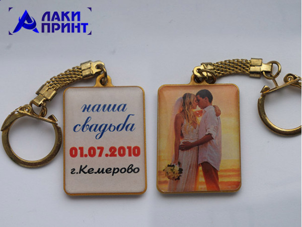 Брелок жетон под линзу квадрат (цвет Золото) (031)