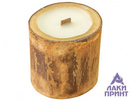 Свеча в дереве «Тепло из лета» (Мирра и шалфей)
