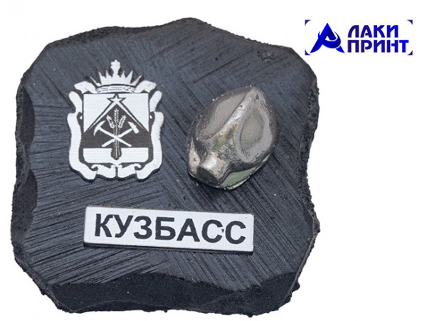 (30032) Магнит с шильдом Каска, герб (СЕРЕБРО) 5х5 см