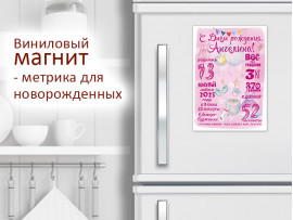 (32249) Магнит виниловый «Метрика для новорожденных» А5, А4, А3 (32249) Магнит виниловый «Метрика для новорожденных» А5, А4, А3