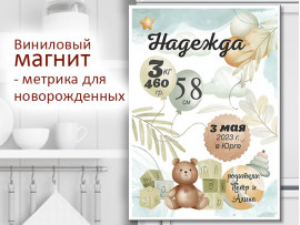 (32250) Магнит виниловый «Метрика для новорожденных» А5, А4, А3