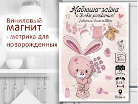 (32252) Магнит виниловый «Метрика для новорожденных» А5, А4, А3