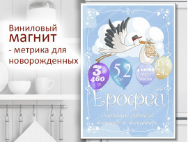 (32253) Магнит виниловый «Метрика для новорожденных» А5, А4, А3