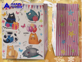 Пакет подарочный «Котики», 23×27×8 см